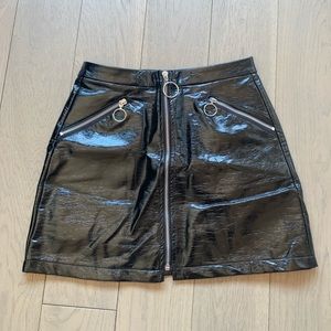 Black Vinyl Mini Skirt